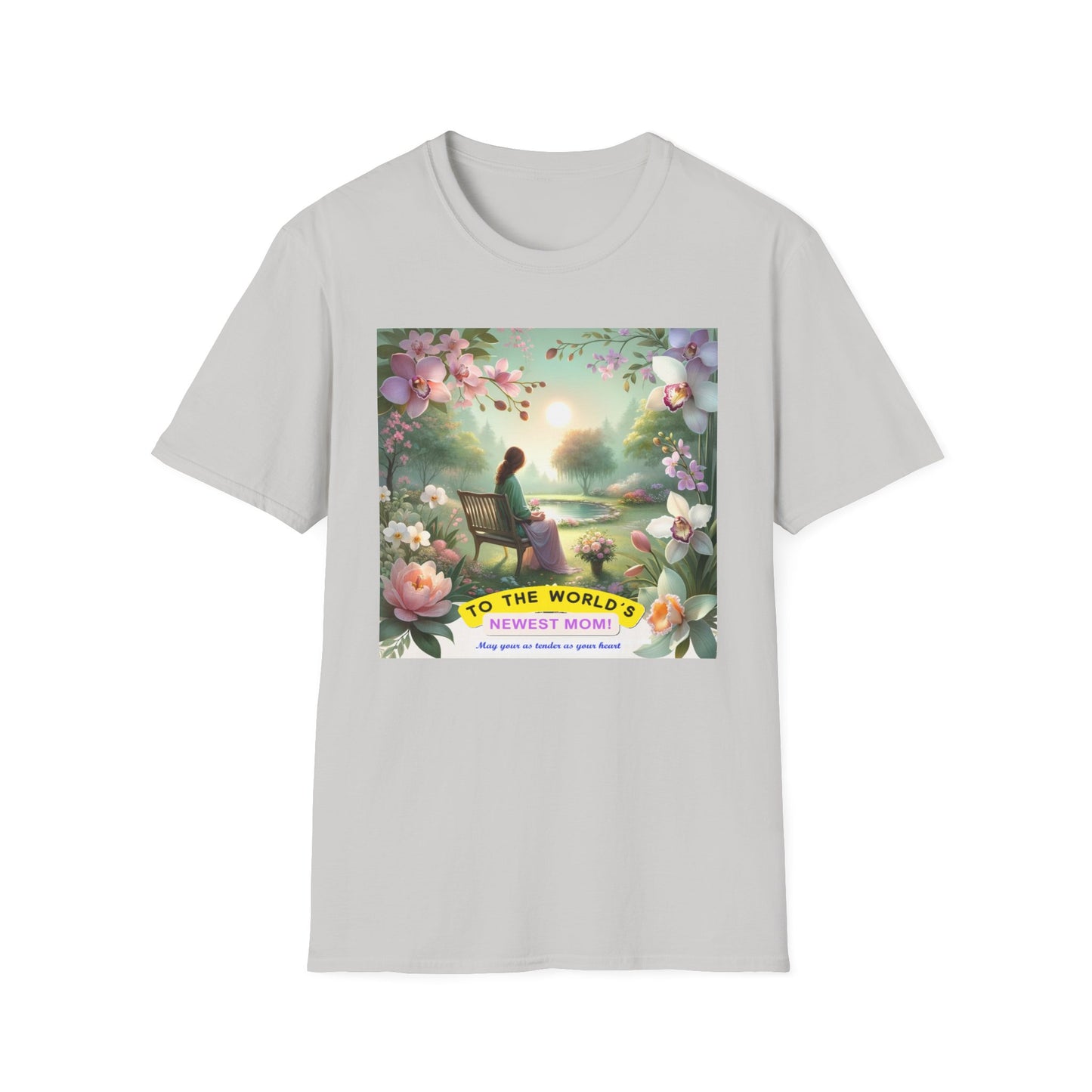 First Mother's Day Serenity T-Shirt: Celebrating New Moms with Love & Peace Softstyle T-Shirt