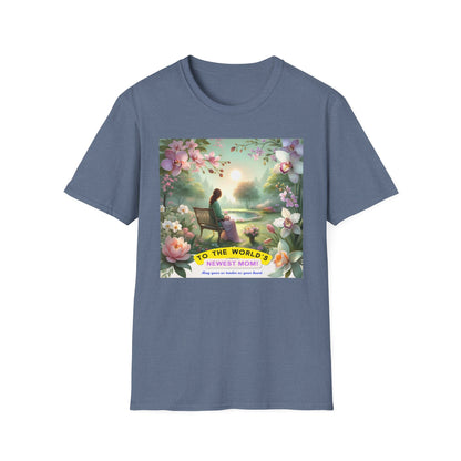 First Mother's Day Serenity T-Shirt: Celebrating New Moms with Love & Peace Softstyle T-Shirt