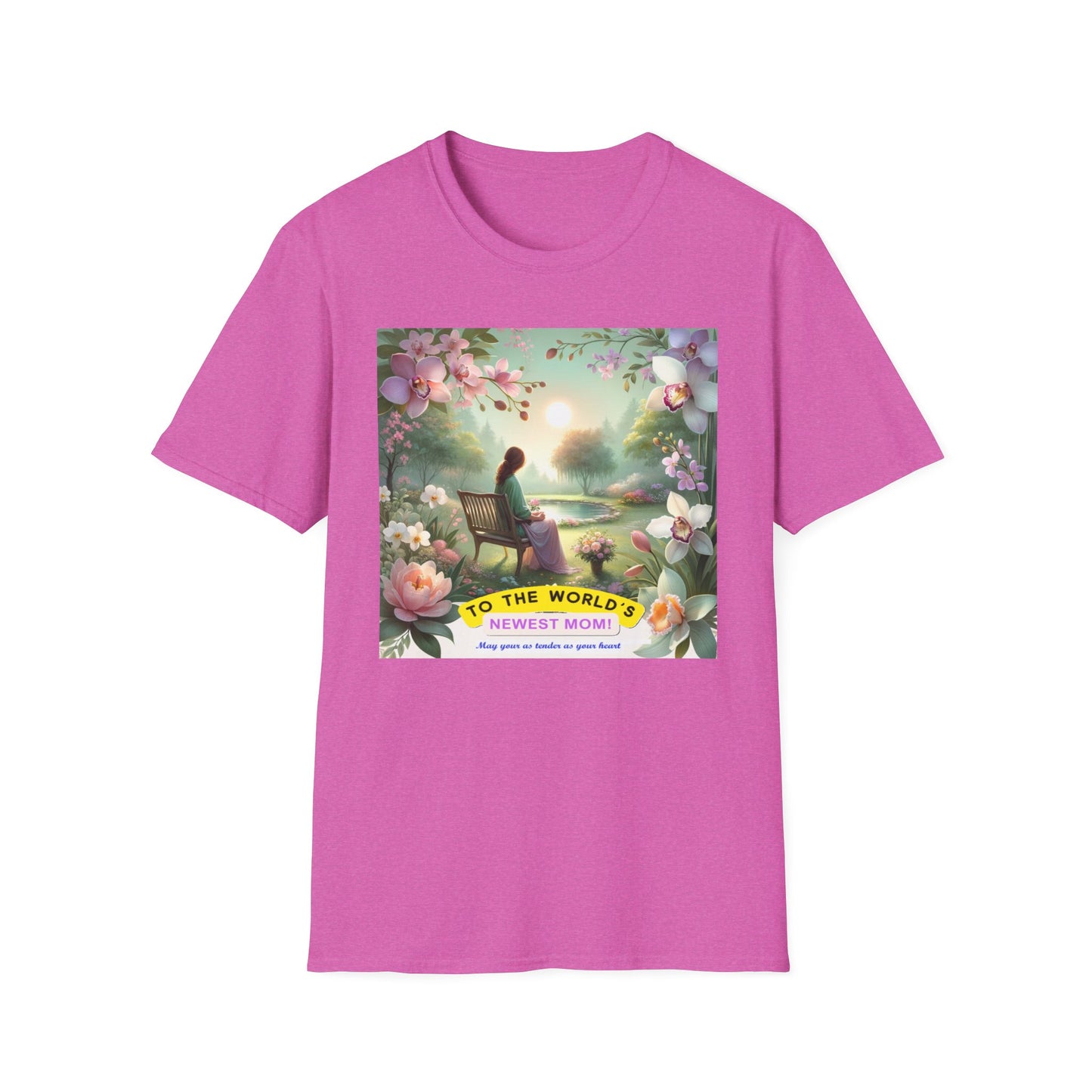 First Mother's Day Serenity T-Shirt: Celebrating New Moms with Love & Peace Softstyle T-Shirt