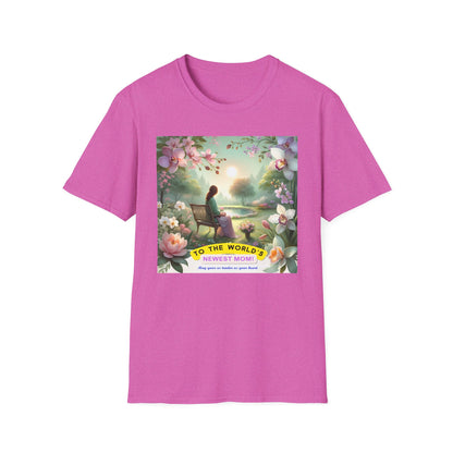 First Mother's Day Serenity T-Shirt: Celebrating New Moms with Love & Peace Softstyle T-Shirt