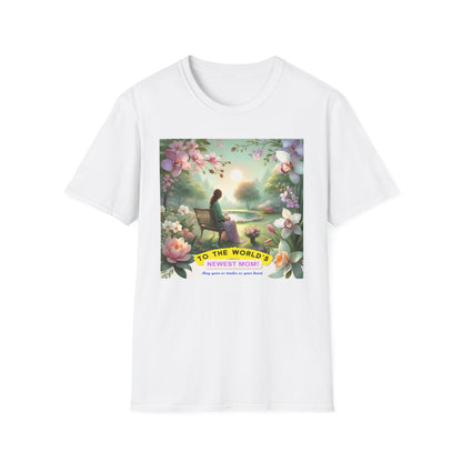 First Mother's Day Serenity T-Shirt: Celebrating New Moms with Love & Peace Softstyle T-Shirt