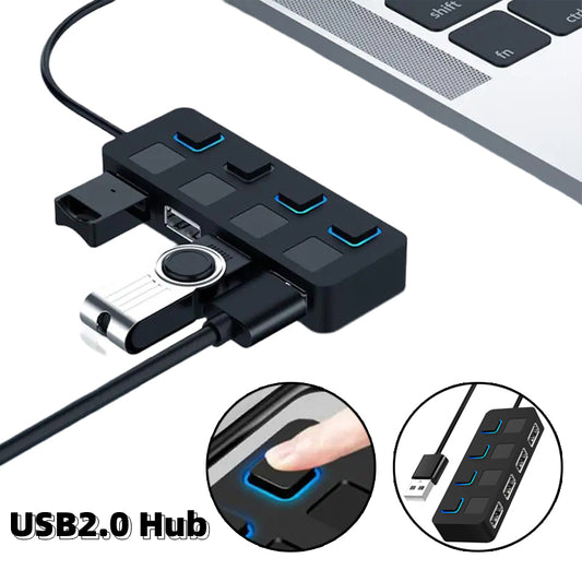 Multi USB Splitter 4 Expander USB Power Adapter Indicator Power USB Drives For Laptop PC