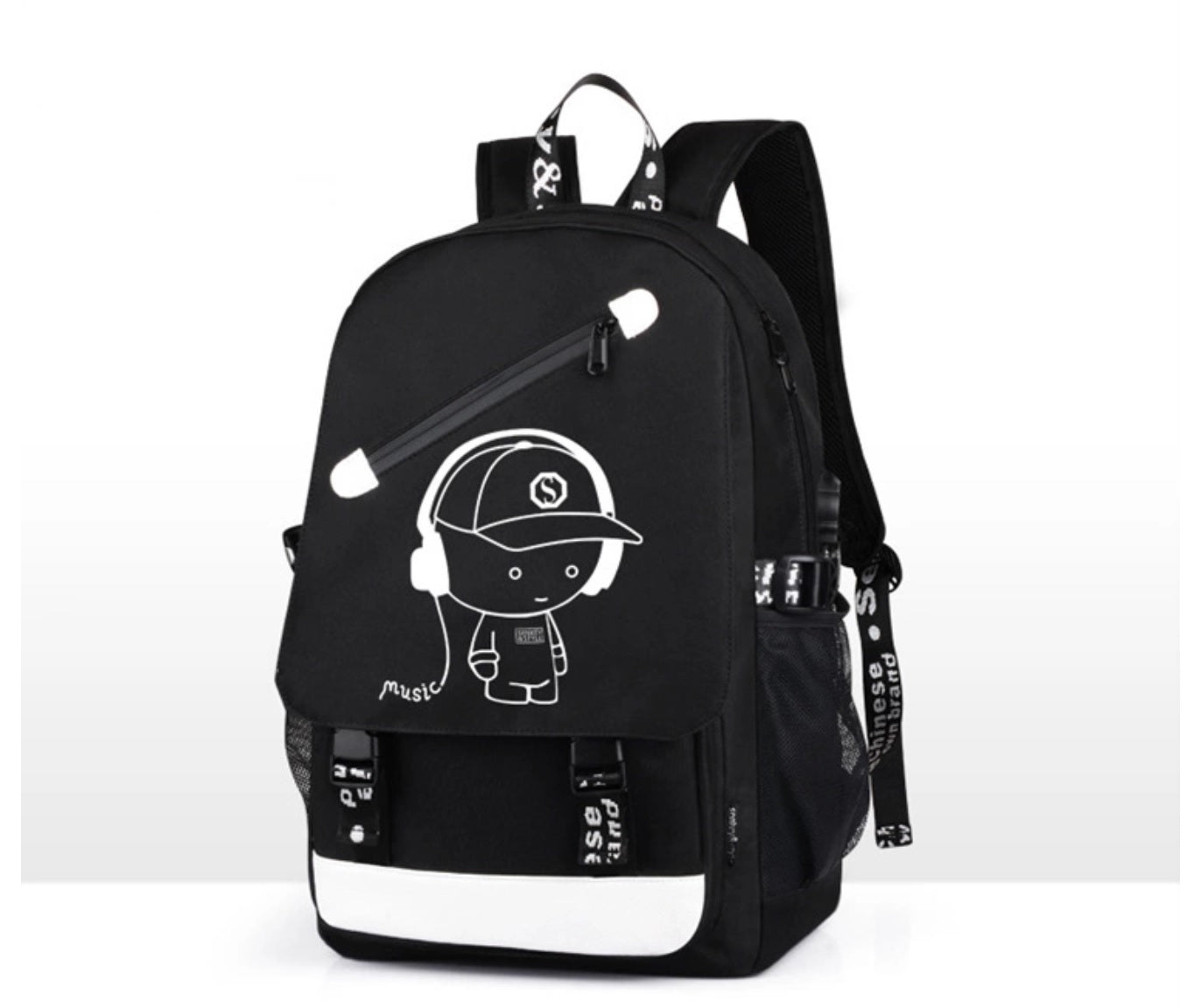 Luminous Animation Backpack with USB Charging Port, 4000mAh Power Bank, Anti-theft Lock for Student and Traveler Backpack