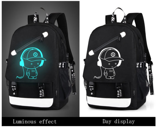 Luminous Animation Backpack with USB Charging Port, 4000mAh Power Bank, Anti-theft Lock for Student and Traveler Backpack