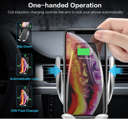 Wireless Car Charger Mount, Auto Clamping 10W Qi Fast Charging Air Vent Car Phone Holder for iPhone Xs Max/Xs/XR/X, Samsung S10+/S10/All Smartphones Qi enabled