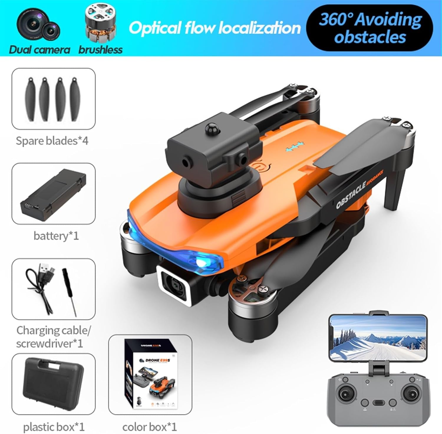 Advanced Brushless Motor Drone with 1080P Camera - FPV Quadcopter, Headless Mode, Follow Me, Altitude Hold, Obstacle Avoidance - Perfect Gifts for Kids and Adults