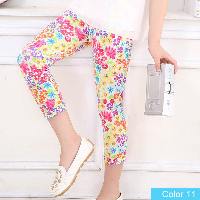 Hot Summer Kids  Calf Length Fashion girls leggings print flowers girls pants