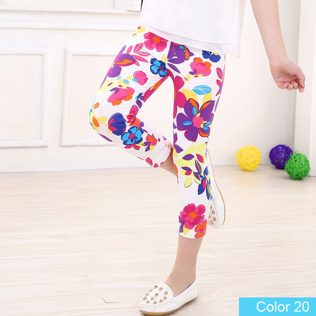 Hot Summer Kids  Calf Length Fashion girls leggings print flowers girls pants