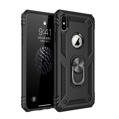 Shockproof Kickstand Phone Case For iPhone XR XS Max X 6 6S 7 8 Plus Finger Magnetic Ring Holder Anti-Fall Soft Edge Cover